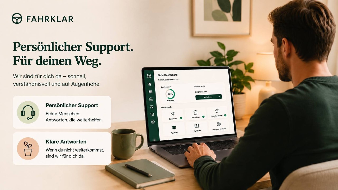 FAHRKLAR Support mit persönlichem Support und klaren Antworten